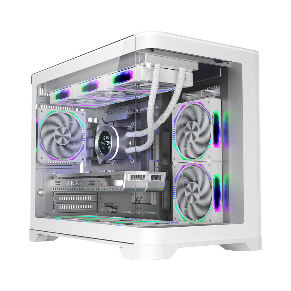 1st player Casing Uview UV6 ARGB Mid-Tower Fish Tank white 3 Pre Installed Fan 1st player Casing Uview UV6 ARGB Mid-Tower Fish Tank white 3 Pre Installed Fan